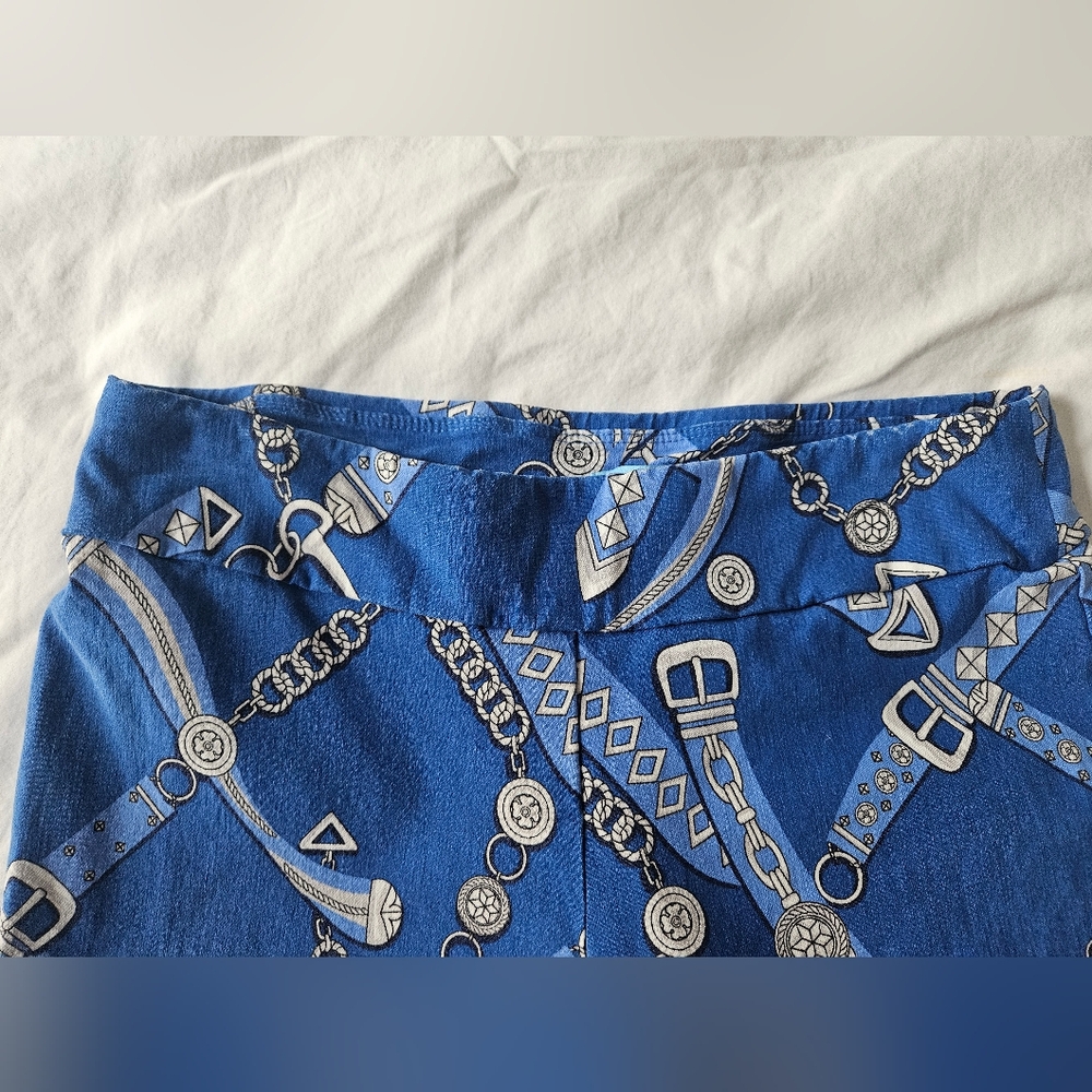 J MCLAUGHLIN Blue Equestrian Print Masie Bermuda Pull-On Shorts | SZ 2 - Picture 4 of 10